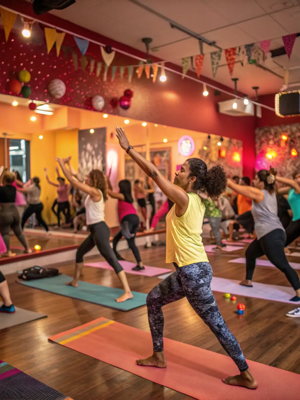 A dynamic image of adults participating in a Zumba class at the CultureSportHub, emphasizing fitness and community interaction.