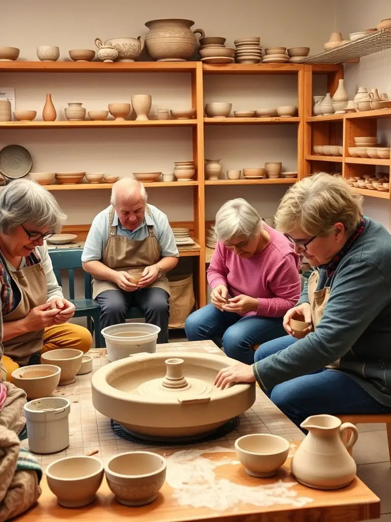A captivating image of participants engaged in a pottery workshop at CultureSportHub, highlighting creativity and artistic expression.