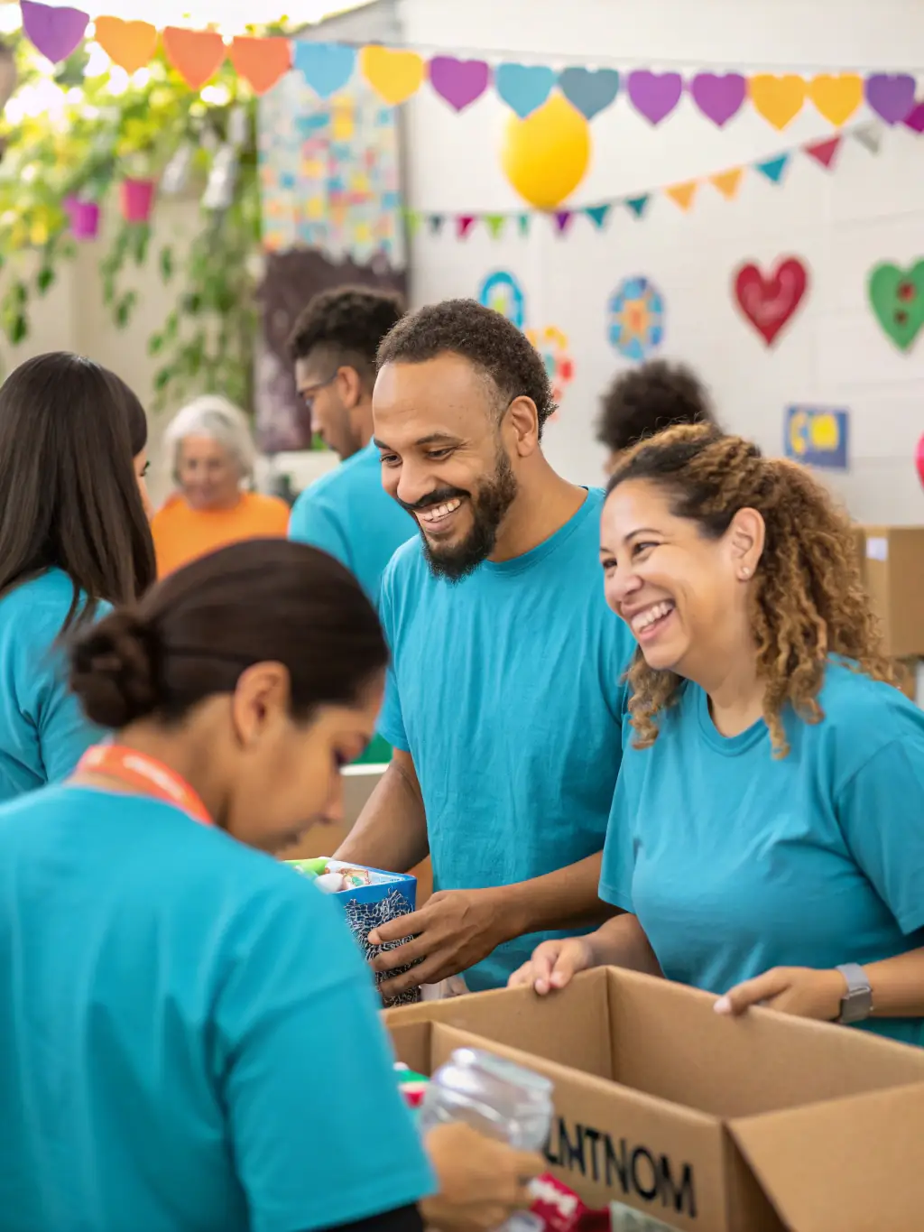 Volunteers assisting at a local cultural festival, showcasing the vibrant cultural experiences and community spirit fostered by CultureSportHub.